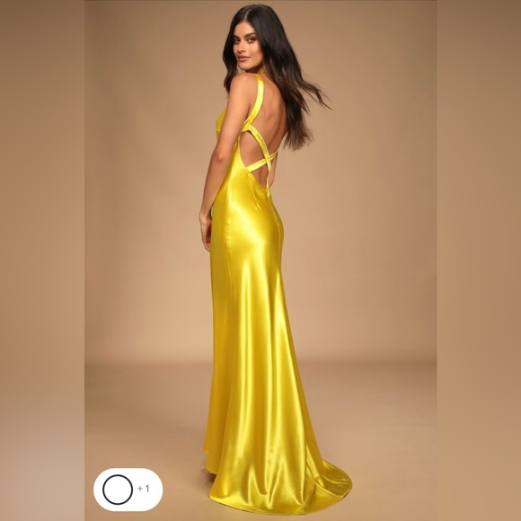 Lulus Dresses & Skirts - Lulus Perfectly Classy Yellow Satin Strappy Maxi Dress Gown